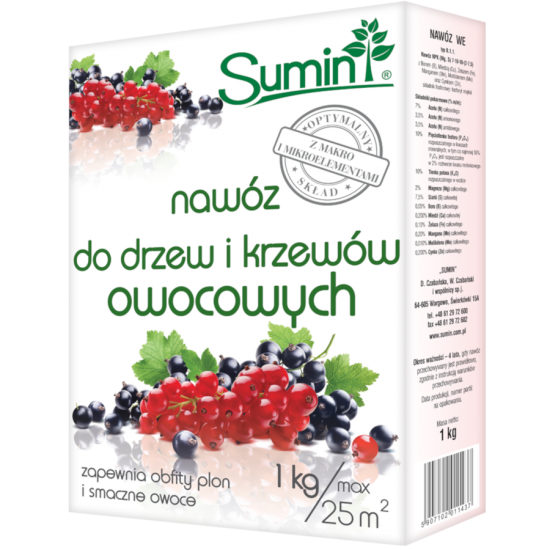 Nawóz Drzewka i Krzewy OWOCOWE granulowany SUMIN do drzewek owocowych 1kg - Kliknij na obrazek aby go zamknąć