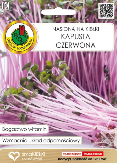 Nasiona na kiełki Kapusta czerwona PNOS 8g - Kliknij na obrazek aby go zamknąć