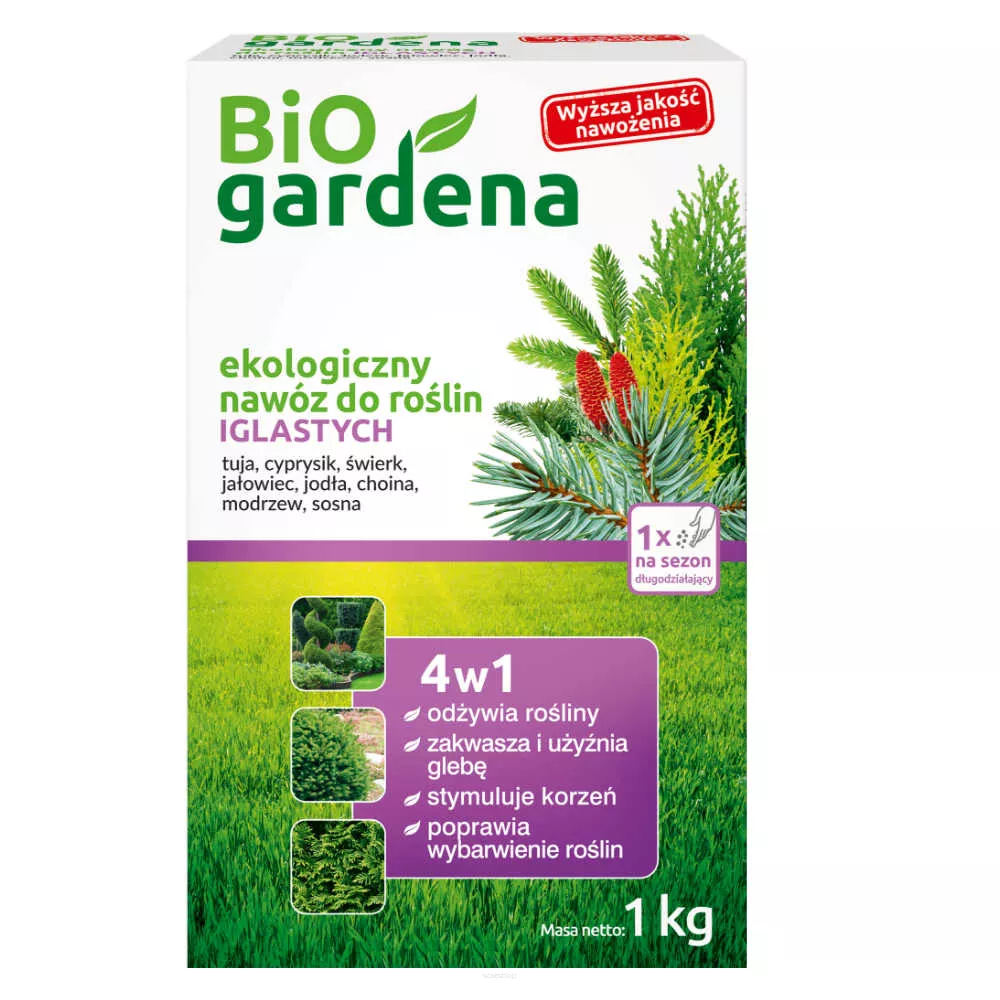 BiOgardena Nawóz do Iglaków Thui i Roślin Kwaśnolubnych 1x na senon 1kg