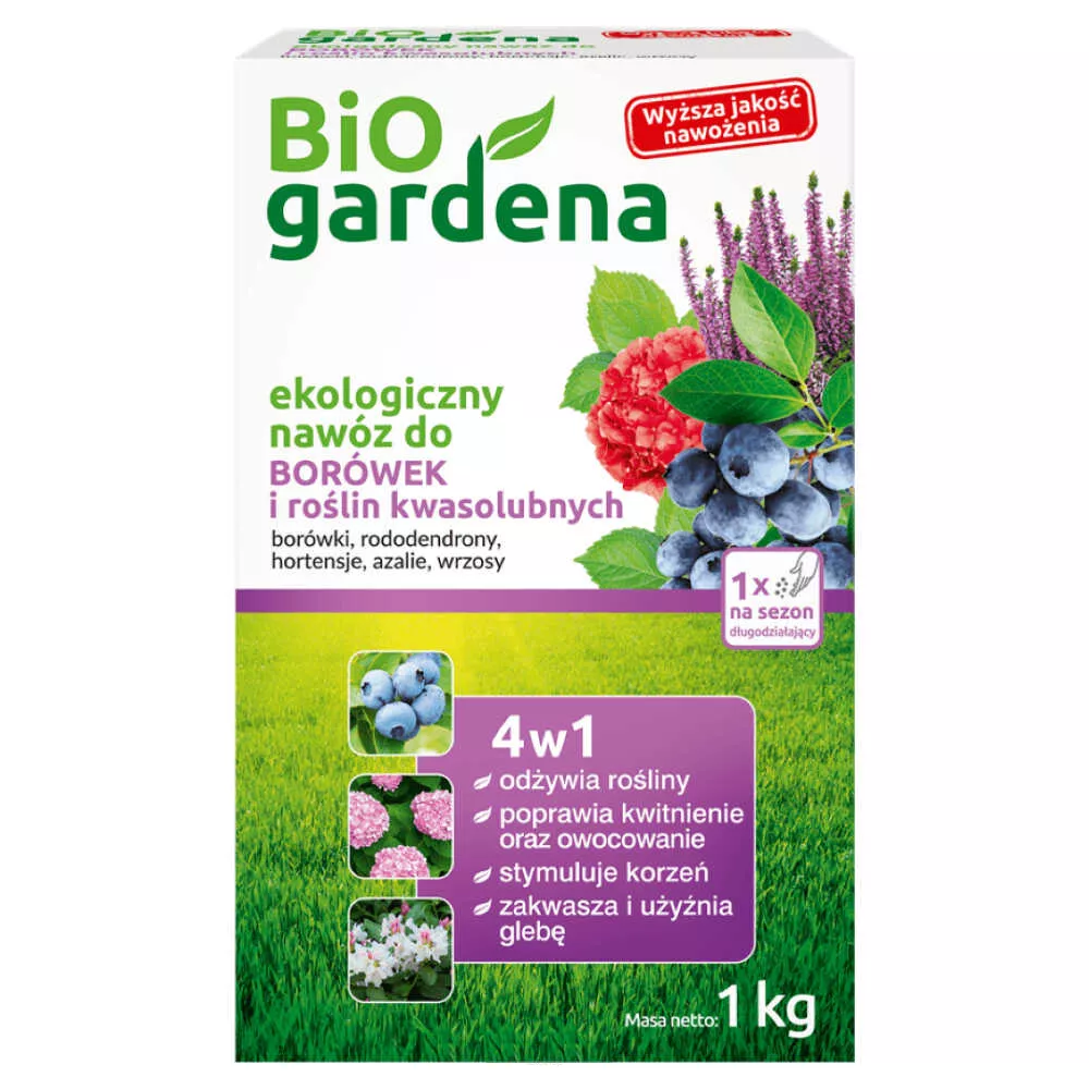 BiOgardena Nawóz do Borówek Hortensji Roślin Kwaśnolubnych 1x na senon 1kg